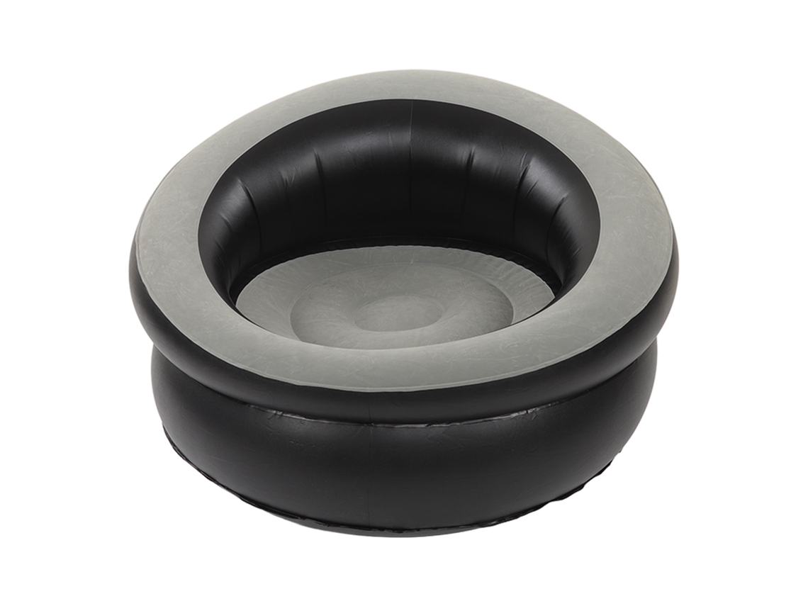Sillón inflable flocado gris sencillo para sala de estar, dormitorio, oficina y viajes.