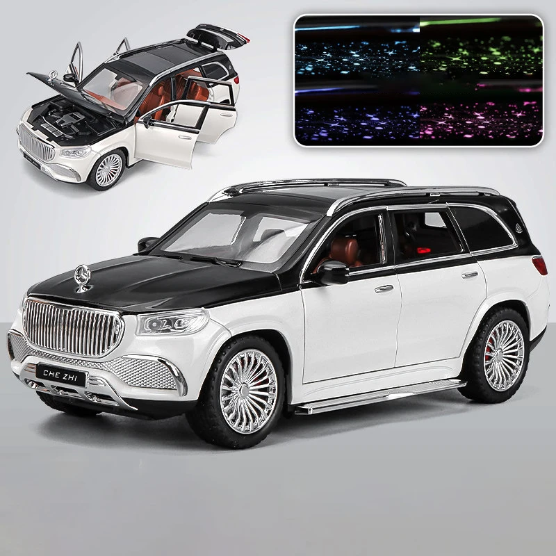 Coche De Juguete A Escala 1:24, De Aleación Fundida A Presión (blanco Y Negro), Con Efectos De Sonido Y Luz.