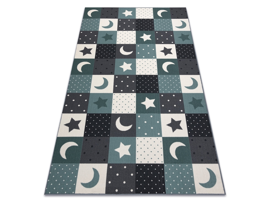 Alfombra Para Niños Stars Estrellas Turquesa/Gris (150 x 200 cm)