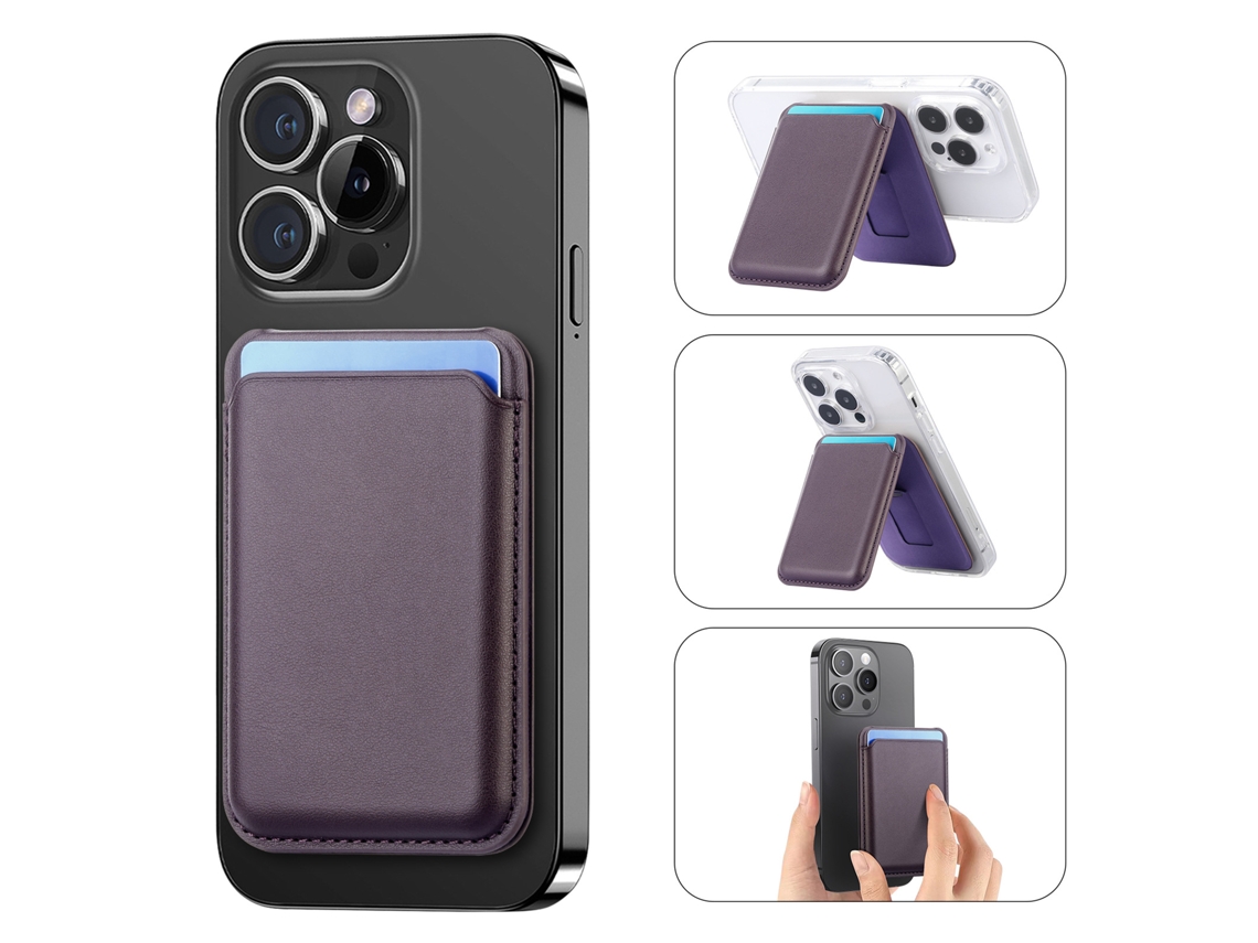 Cartera magnética ultrafina para iPhone con soporte ajustable - Morado oscuro Hexinyigjly
