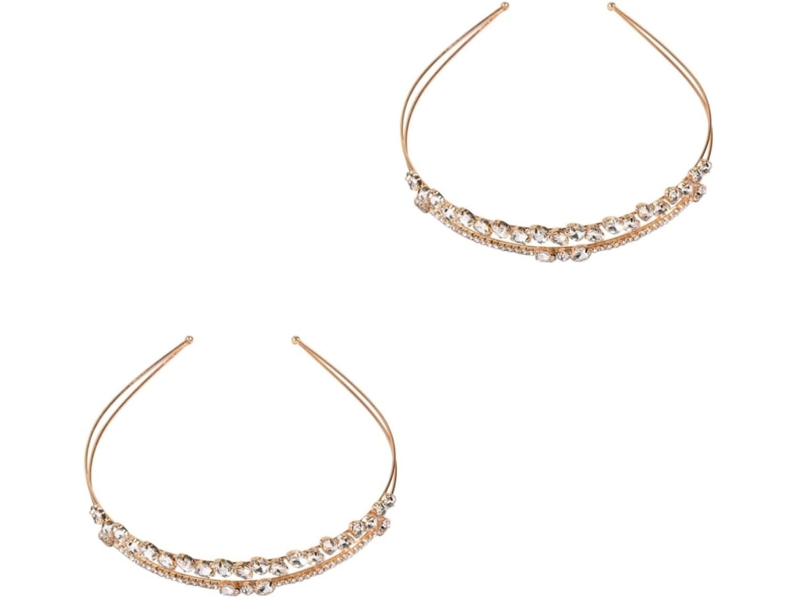 Diadema De Dos Piezas Con Doble Banda Para Novia, Elegante Accesorio Para El Cabello Con Lentejuelas Y Diseño