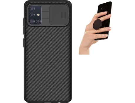 Carcasa y Popsocket Samsung A51 Camshield Nillkin Negro