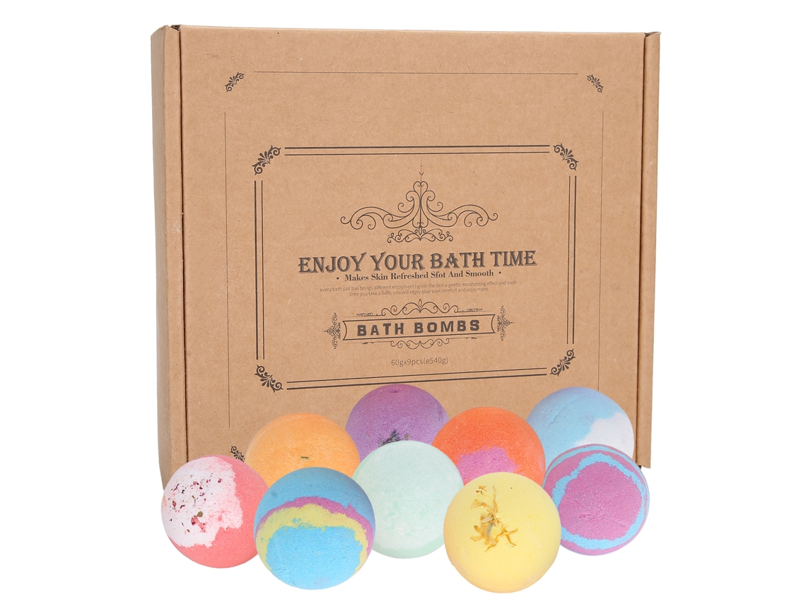 Set De 9 Bolas De Baño 60g Con Fragancia Hidratante Y Exfoliante Para Piel Suave Y Delicada