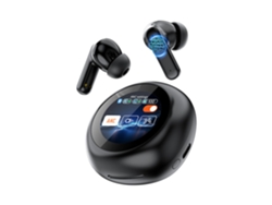 Auriculares inalámbricos LED táctiles inteligentes con Bluetooth, cancelación de ruido y tela HiFi resistente al agua - Negro