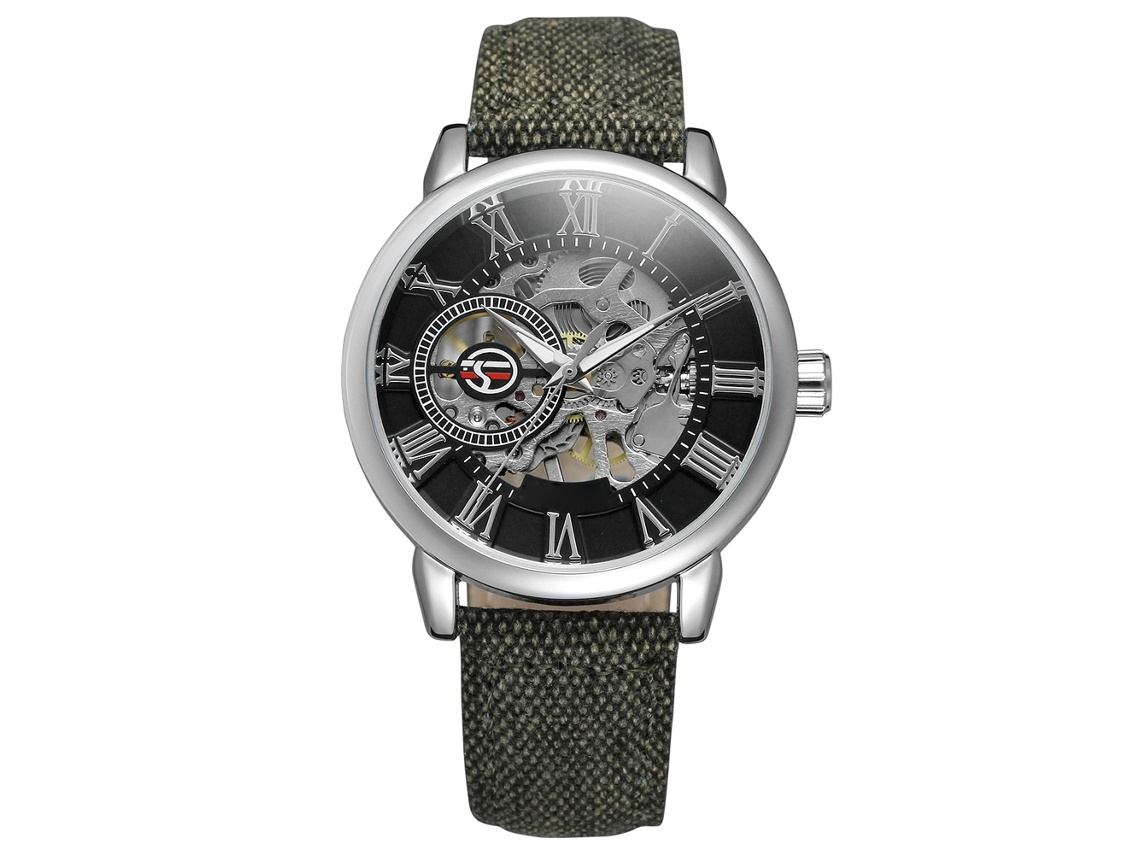 Reloj De Pulsera Mecánico Para Hombre Forsining Con Cubierta De Tela, Resistente Al Agua, A La Moda.