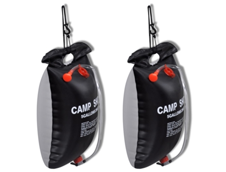 vidaXL Ducha solar portátil de camping 20 L 2 unidades