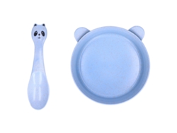 Tazón ligero de paja de trigo con cuchara - Para niños (azul) RNEMITERY