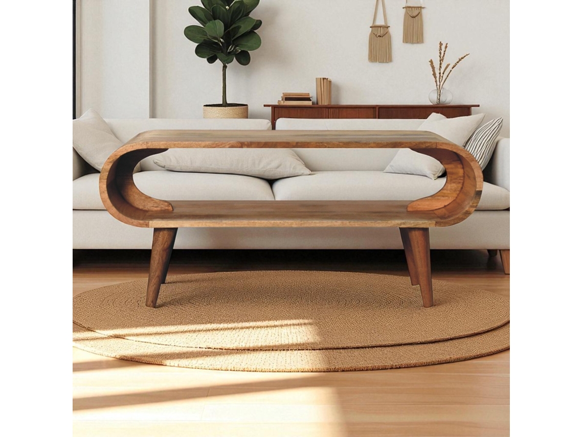 Mesa De Centro Amaya, Madera De Roble Nórdico, Marrón.