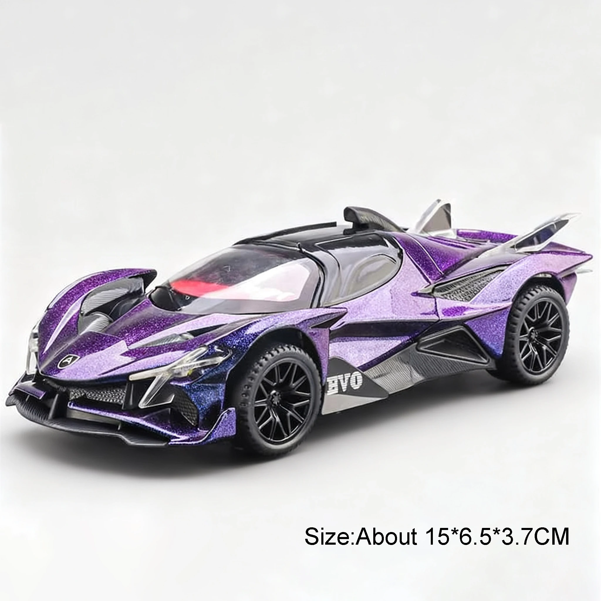 (Evo morado) Escala 1:32 - Apollo Evo - Coche miniatura de metal fundido a presión - Puertas que se abren