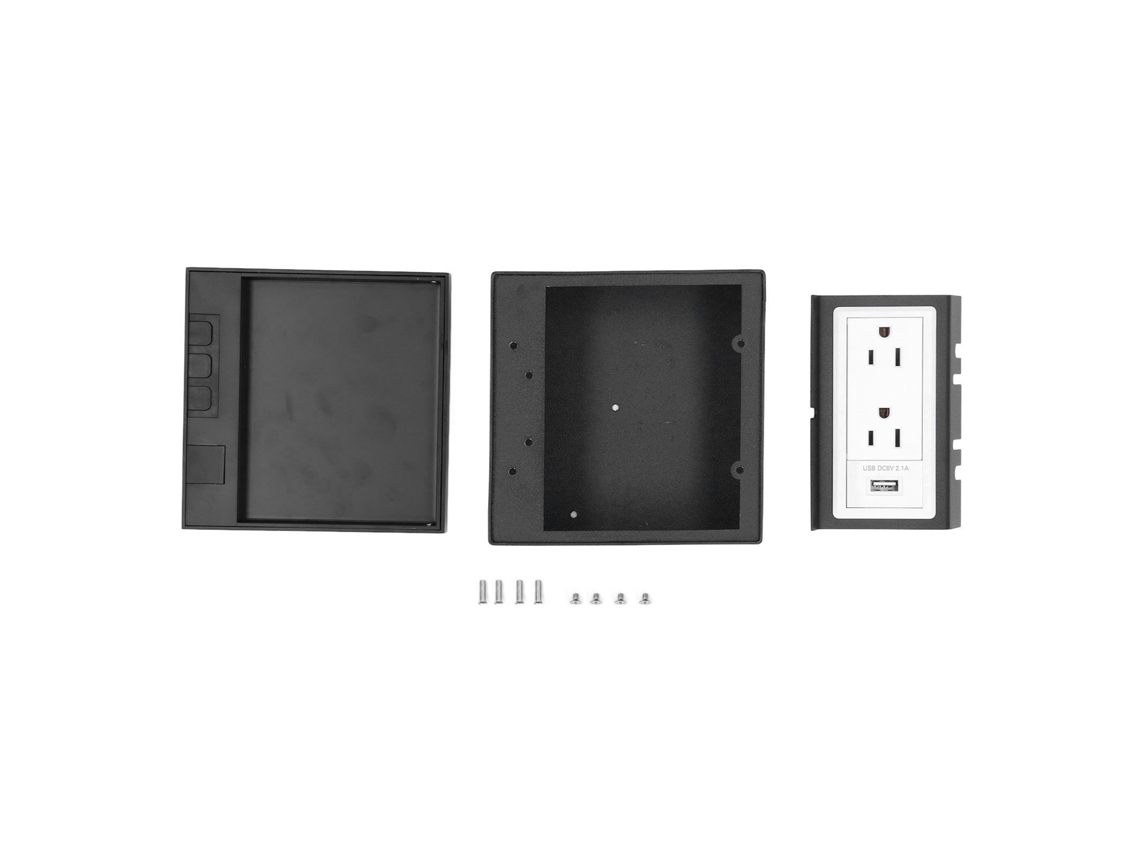 Yncm2026-caja De Salida De Piso Empotrada Impermeable Acero Inoxidable Kit De Socket Plano Con 3 Huecos Y 1 Puerto Usb