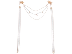 Flor de perlas artificiales con clip SFUSHOS, larga con pompón, accesorio elegante