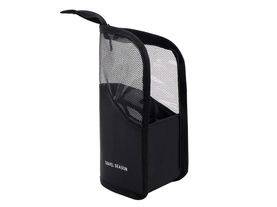 Bolsa De Pincéis De Maquiagem Vertical Semitransparente Com Cremalheira E Compartimentos (preto)