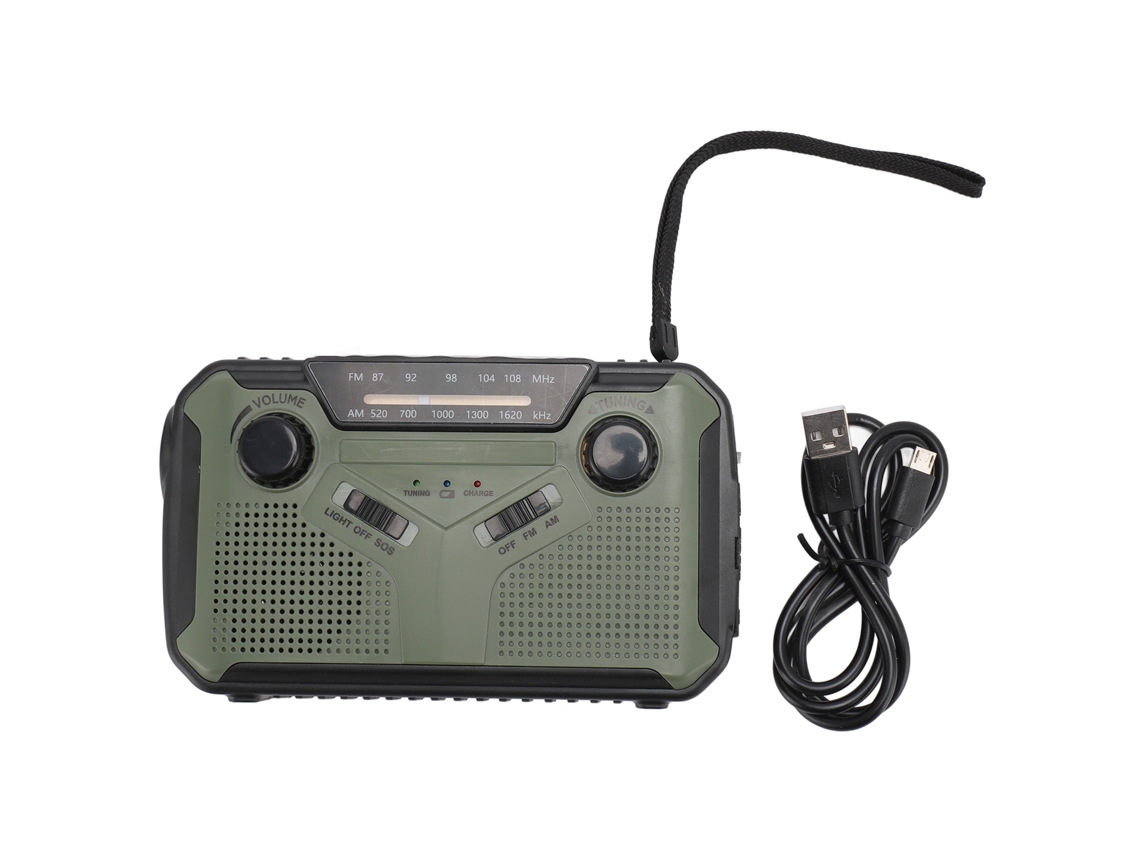 Radio De Emergencia Con Manivela Y Alimentación Solar, Múltiples Bandas, Iluminación Y Alarma Portátil Para Acampada Al Aire Libre.