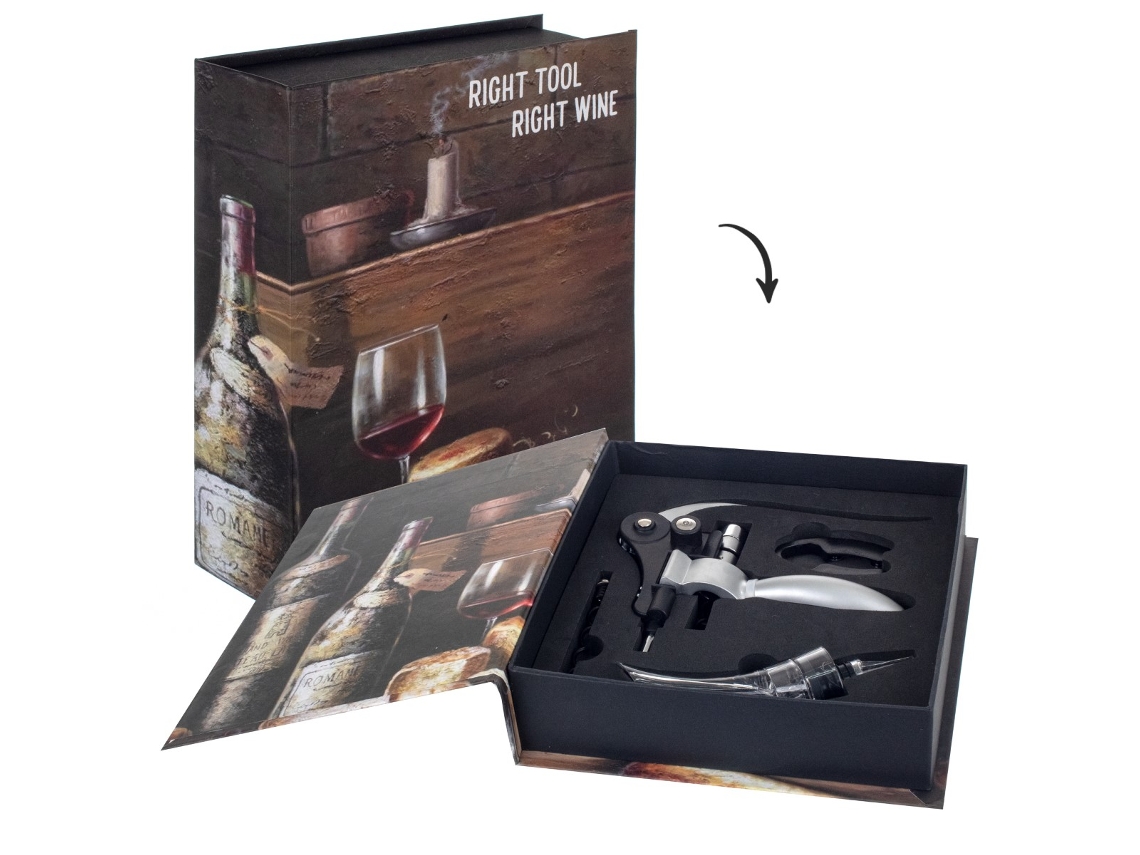 Signes Grimalt - Libros Decorativos | Caja Libro de Madera con Pack para Vino, Diseño Vino BY SIGRIS
