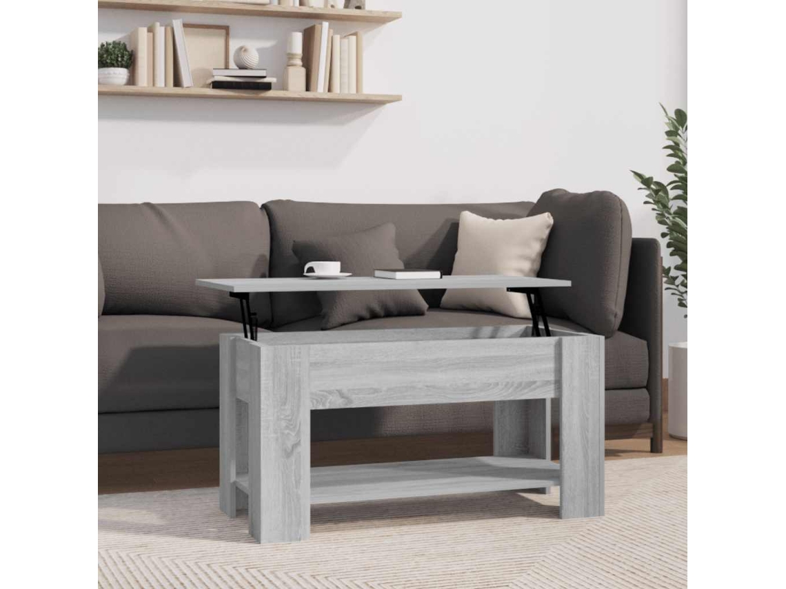Mesa de centro 102x50x44 cm, derivados de madera, cemento gris HARLANV1
