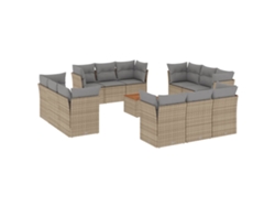 Maison Exclusive - Juego De Sofás Jardín Con Cojines Beige Mezcla 13 Pzas Ratán Pe