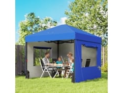 Tenda Dobrável Pop-up 3x3m Com 3 Paredes, 2 Janelas, Altura Ajustável, Proteção Upf50+, Bolsa De Transporte E Sacos De Areia, Azul.