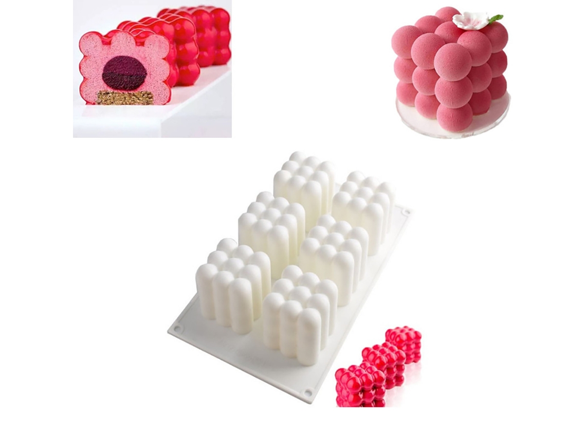 Molde de silicona para mousse y pastel con 6 cavidades, diseño de cubo mágico.