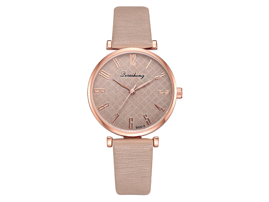 Reloj De Pulsera De Cuarzo Informal Para Mujer Con Delicada Correa De Pu Beige Para Diversas Ocasiones.