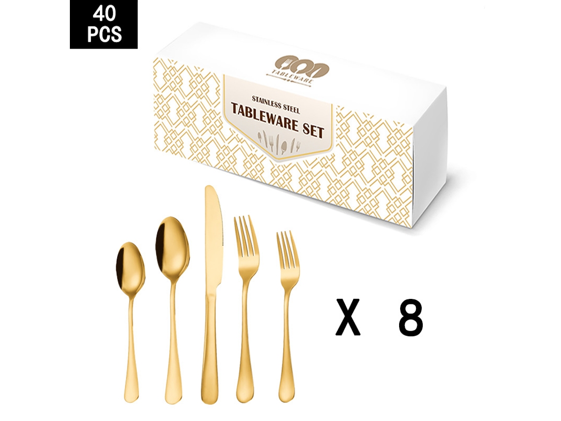 Conjunto De Talheres 40 Peças Banhadas A Ouro. Chrui