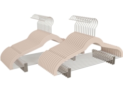 COM-FORT HOUSE | Percha Terciopelo con Pinzas Bronce | Color Beige | Antideslizantes y Resistentes | Perchas para Ropa | Ideal para Chaquetas, Pantalones o Blusas | 24 Unidades
