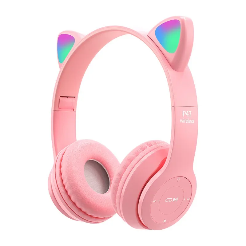 Auriculares inalámbricos para gatos (rosa), compatibles con Bluetooth, estéreo, con soporte para casco.