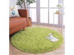 2026-alfombra Redonda Linjou Pelo Largo 100cm Verde Antideslizante Para Sala Dormitorio Sofá Bebé