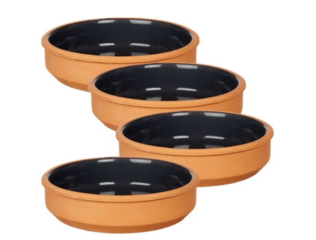 Set de 4 Cazuelas de Barro Aptas para el Horno ø16x4 cm Negro TIENDA EURASIA