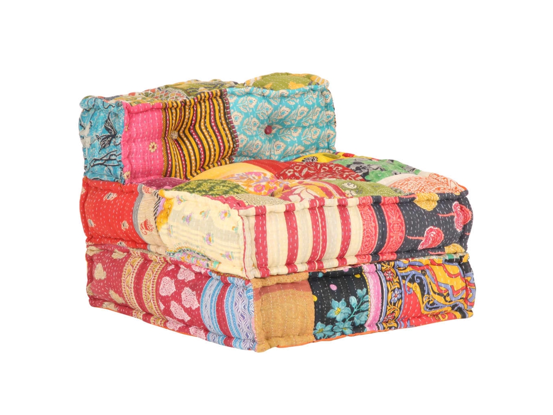 Puf Modular Con Cojín De Suelo/sillón En Tejido Patchwork 60x70x51 Cm Dec021298