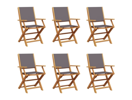 Conjunto 6 Silla De Jardín VIDAXL Antracita Madera