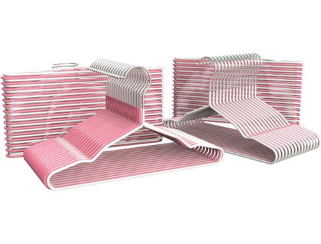 Percha Plastico Cadete Percha Infantil Color Rosa y Blanco Percha con Muescas Antideslizantes 25 cm Largo Pack 120 Unidades COM-FORT HOUSE
