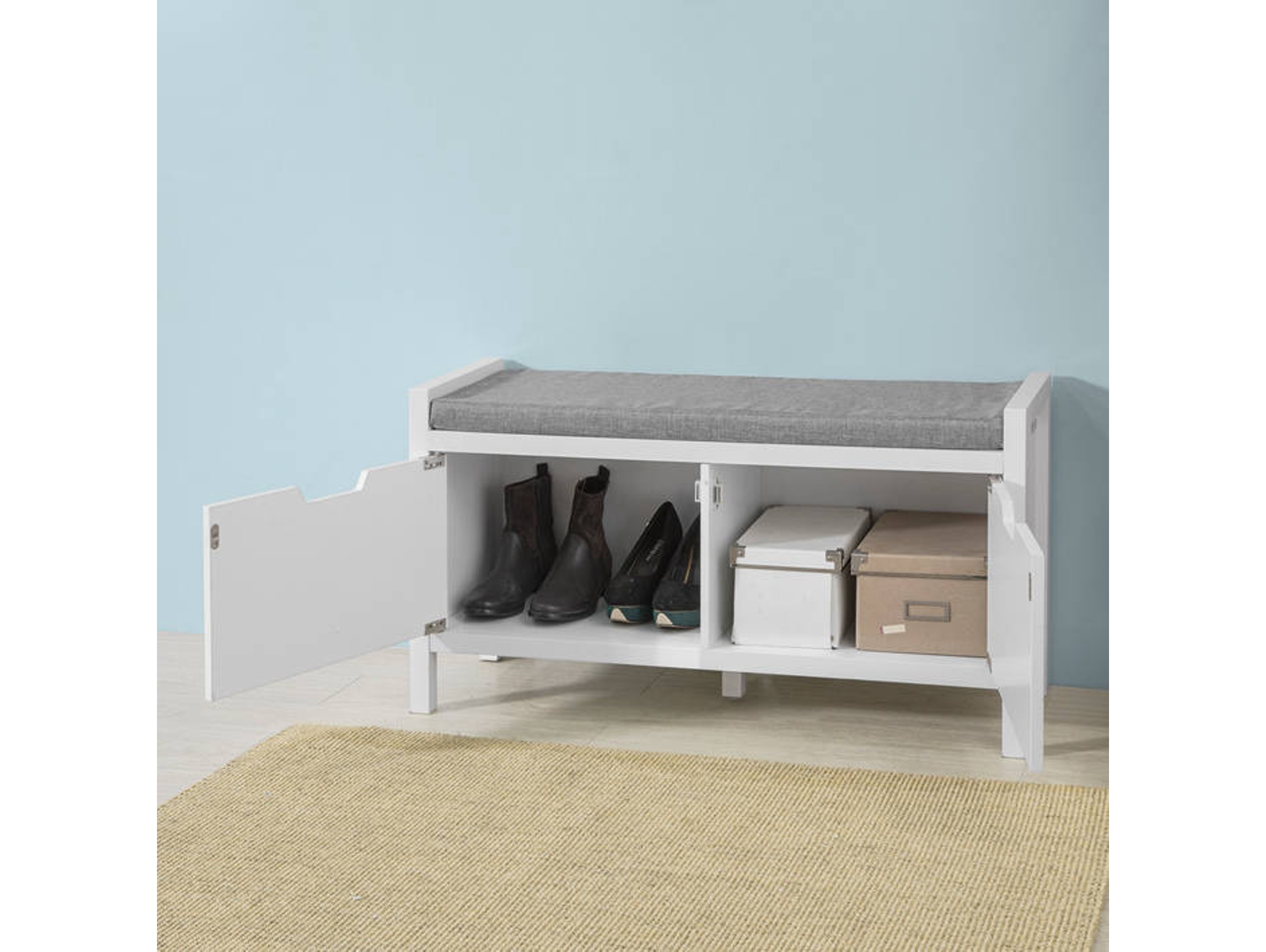 Banco Armario de Zapatos SOBUY Blanco (91x30x50cm) | Worten.es