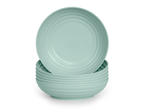 Juego de 6 Platos Clásicos Reutilizables de 22 Cm de Profundidad PLASTIC FORTE (Verde)