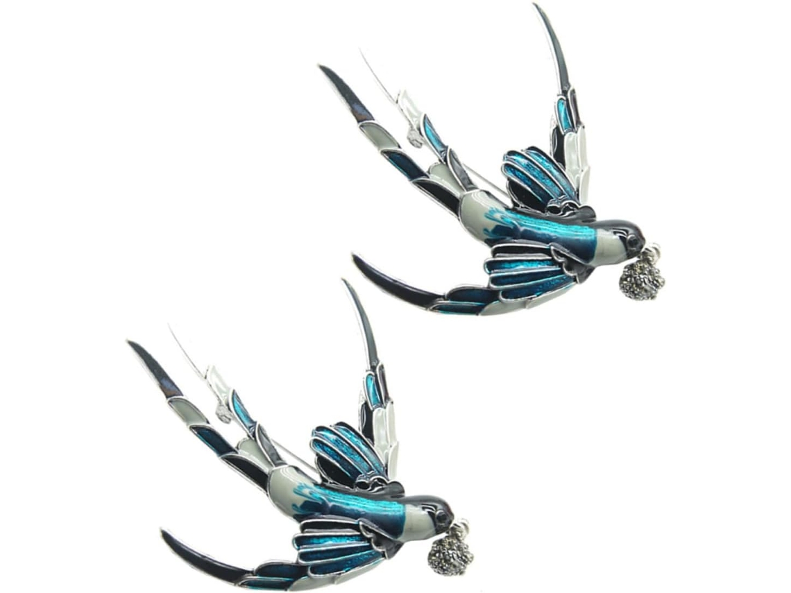 Broche De Golondrina En Aleación Pintada, 2 Piezas, Diseño De Diamante, Broche Decorativo Para El Pecho.