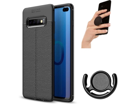 Carcasa, Popsocket y Soporte Samsung S10 Plus Rugged Leather Negro