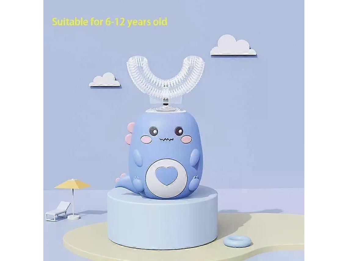 Cepillo de dientes eléctrico sónico infantil en forma de U, de silicona, con función blanqueadora de 360 grados GOKOCO