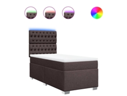 Maison Exclusive - Cama Box Spring Con Colchón Tela Marrón Oscuro 80x200 Cm