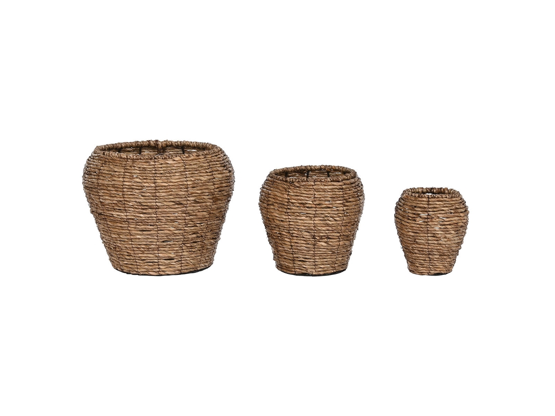Set de Maceteros HOME ESPRIT Marrón Metal Fibra 41 x 41 x 32 cm