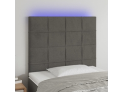 Cabecero Con Luces Led Terciopelo Gris Oscuro 90x5x118/128 Cm