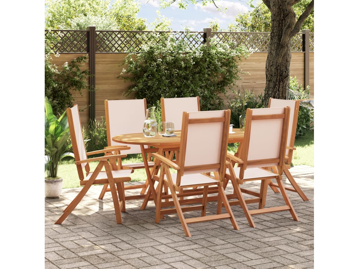 Juego de comedor de jardín de 2 piezas de acacia maciza y textileno Dkd Home Decor