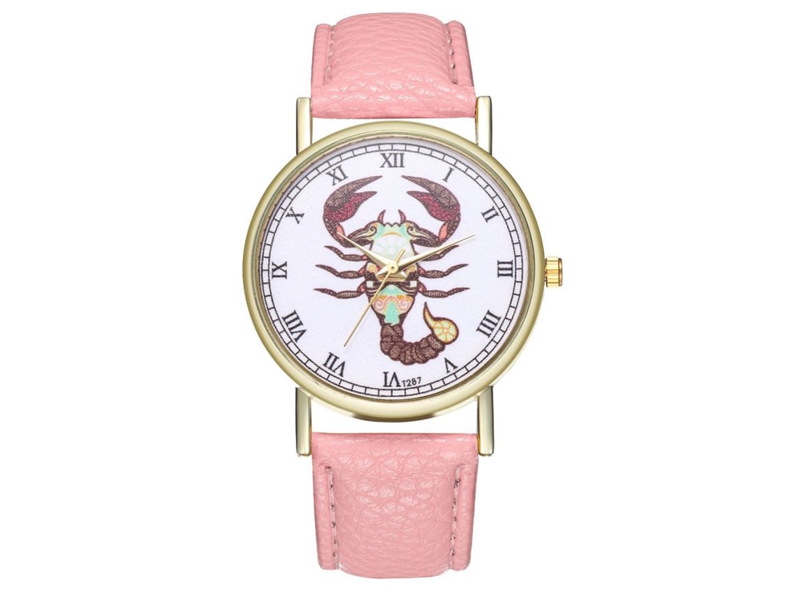 Reloj De Pulsera De Cuarzo Para Mujer Con Correa De Piel Sintética, Estilo Rosa Sencillo.