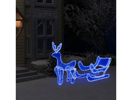 vidaXL Luces de Navidad de reno y trineo con malla 432 LEDs