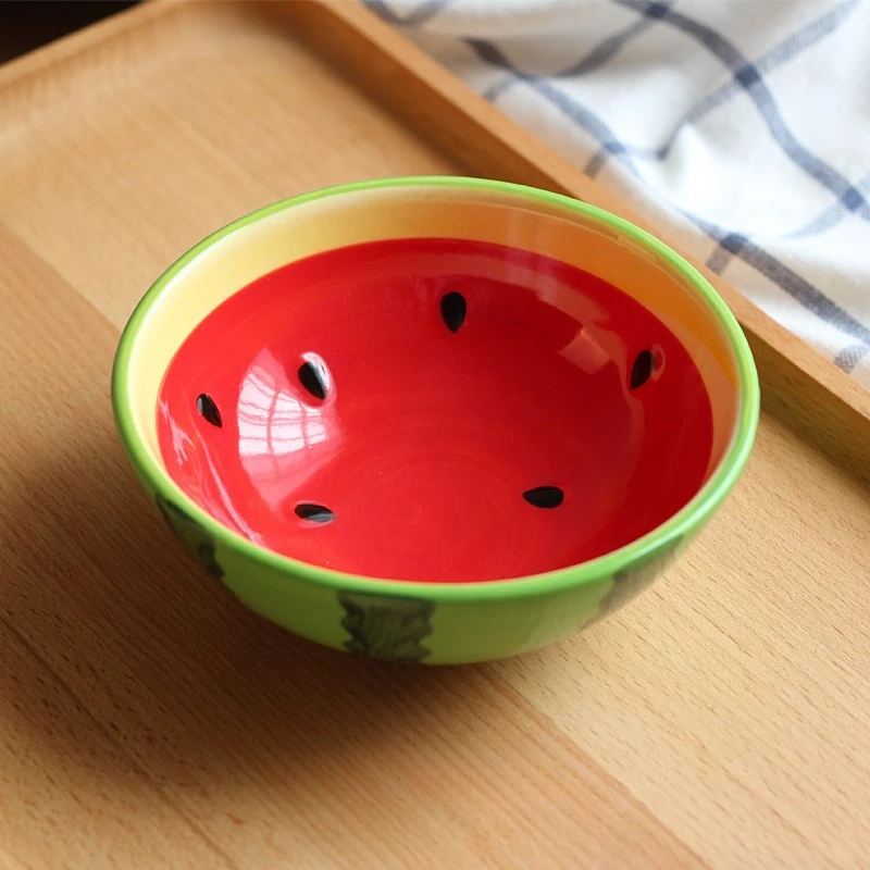 (sandía) Bol De Cerámica De 5 Pulgadas Con Forma De Fruta De Dibujos Animados Japoneses Para Uso Doméstico