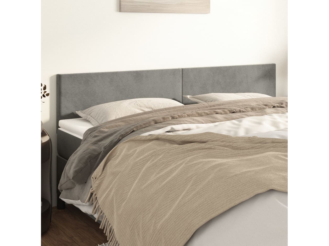 Cabeceros 2 Unidades De Terciopelo Gris Claro 100x5x78/88 Cm