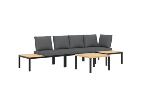 Conjunto 4 de sofás de jardín con cojines VIDAXL aluminio negro