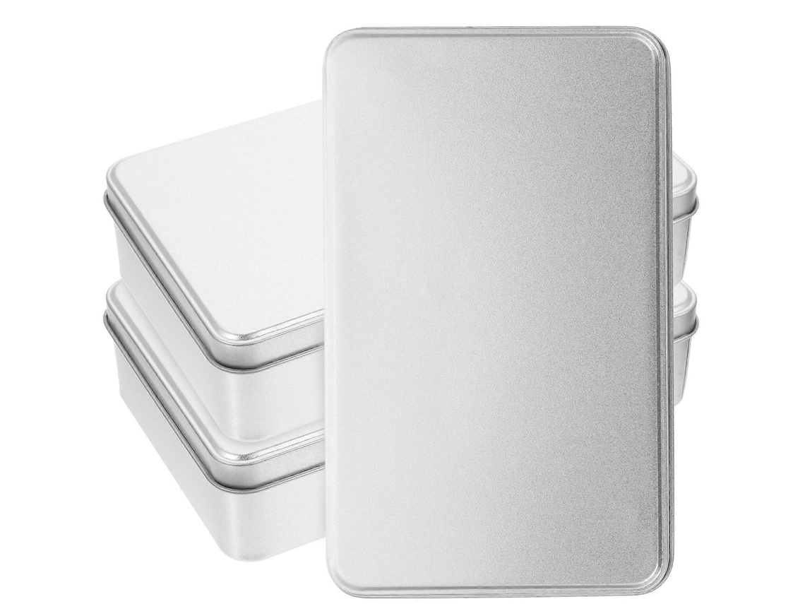 Cajas de hojalata vacías rectangulares para piezas pequeñas, contenedor de hojalata, caja de hojalata con tapa