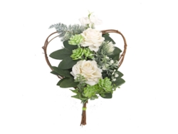 Corona Artificial De Rosas Blancas En Forma De Corazón Con Eucalipto Para Puerta, Hogar, Boda