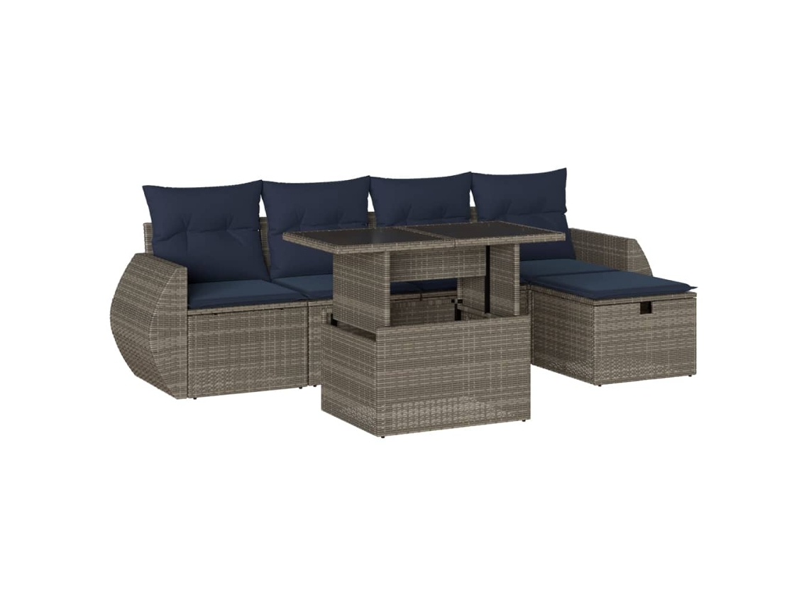 Maison Exclusive - Conjunto De Sofá De Jardín De 6 Piezas Con Cojines, Poliratán Gris