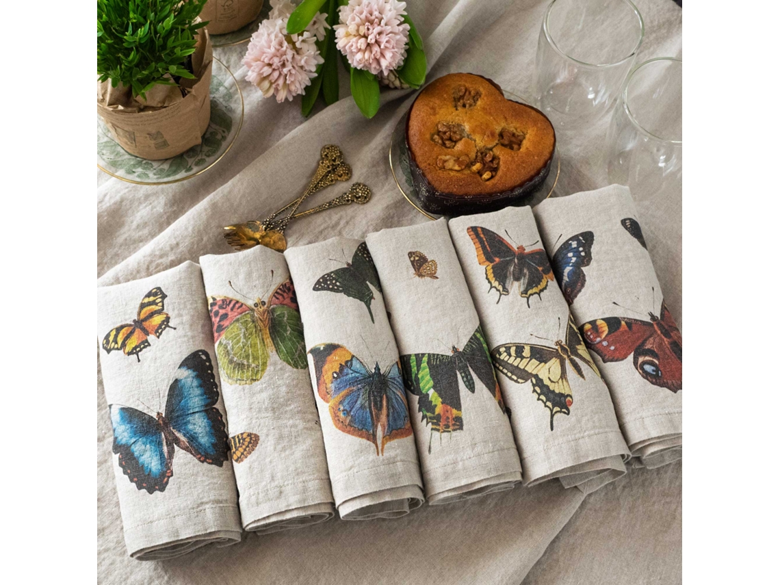 Juego de 6 servilletas Mariposas voladoras HOUSE ART