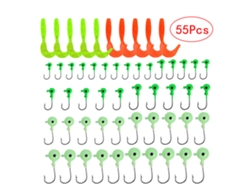 Kit De Señuelos Artificiales Con Anzuelos Luminosos, Cabezas Plomadas Y Gusanos Para Pesca T0015